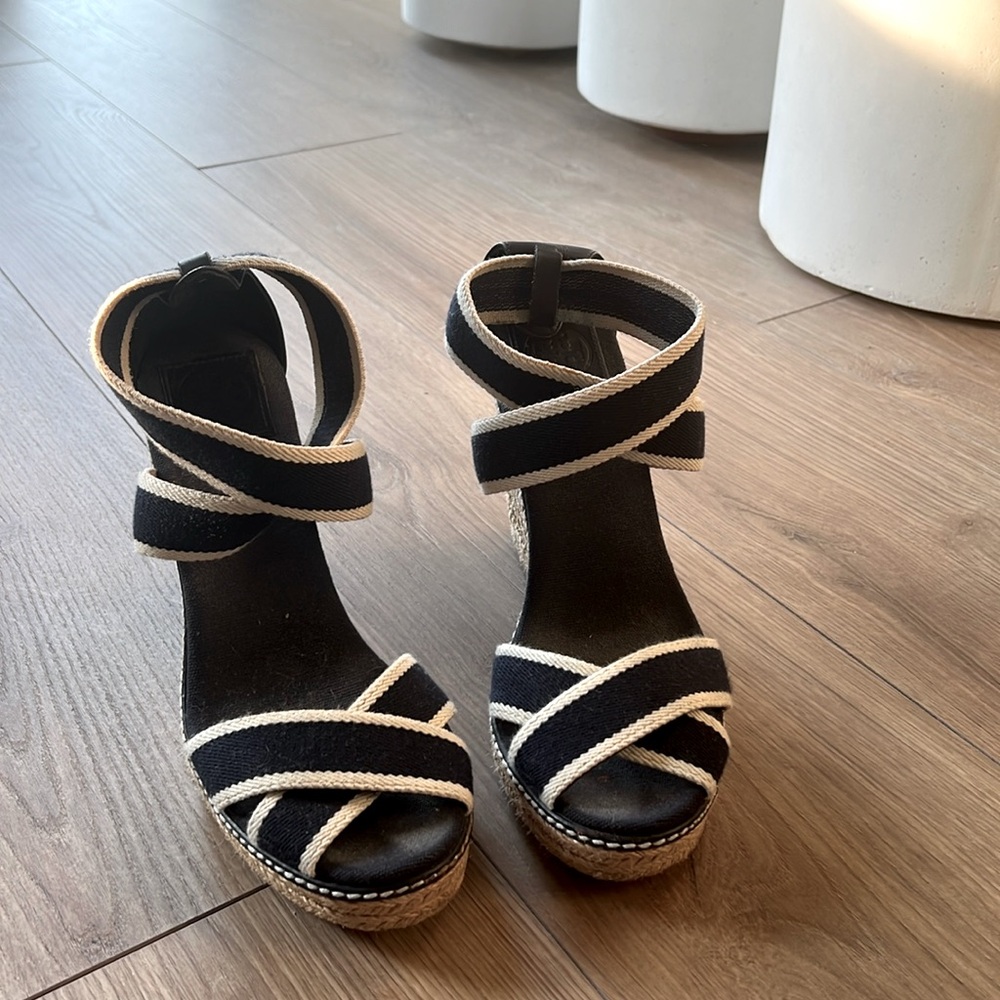 Tory Burch Navy Espadrilles, Size 11